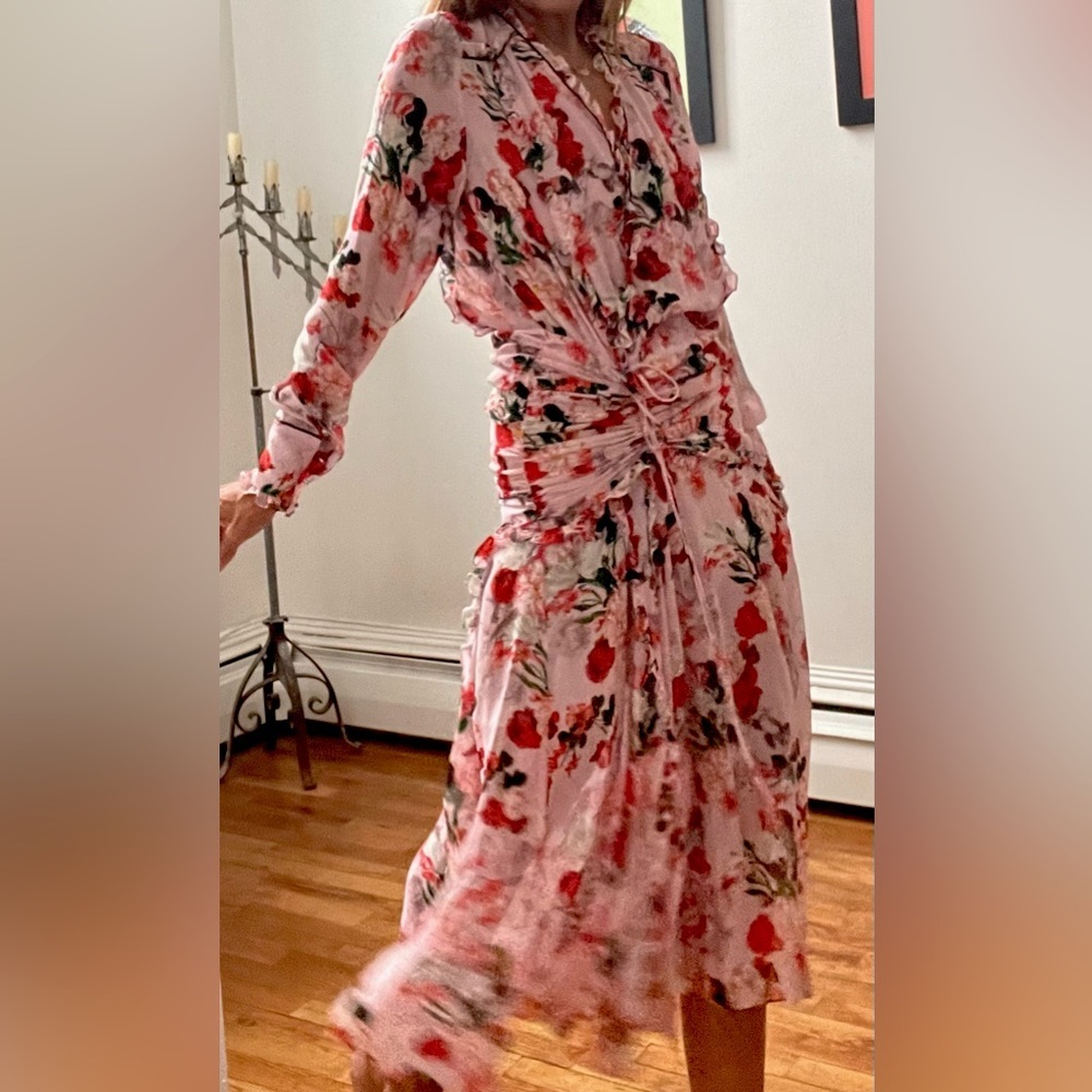 Marissa Webb floral asymmetrical midi dress sz S